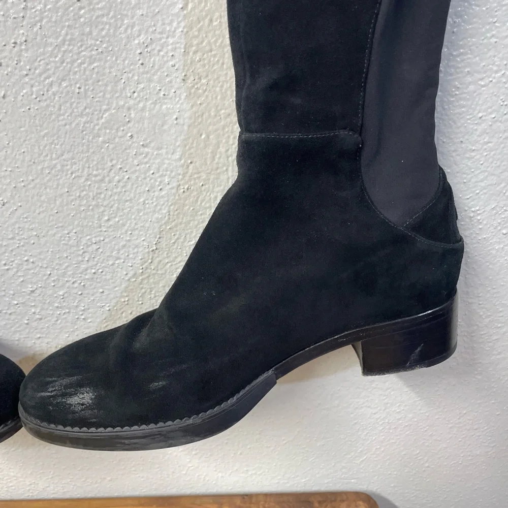 Tori Burch Dark Romantic Feminine Black Over The Knee Boots Suede Sz 9 Euro Luxe